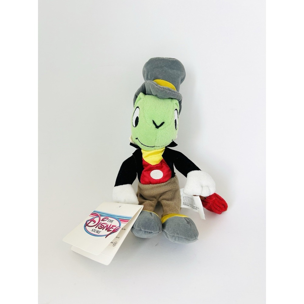 Disney Store Vintage Jiminy Cricket Beanbag Stuffed 9.5" Plush‎ With Tags